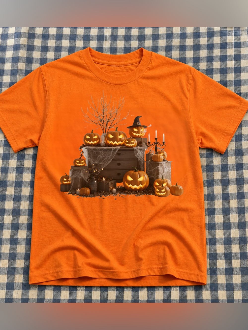 Halloween Pumpkin Graphic Tee, Orange Vintage Shirt For Unisex
